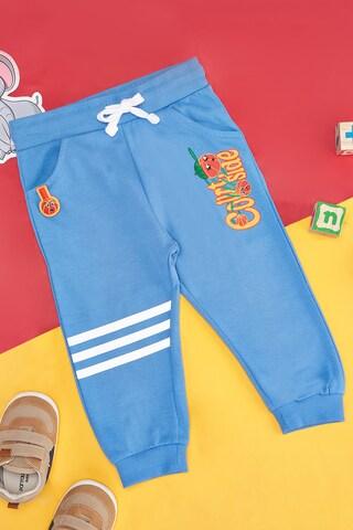 medium blue solid full length  casual baby regular fit  track pants