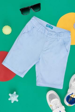 medium blue solid full length  casual boys regular fit  shorts