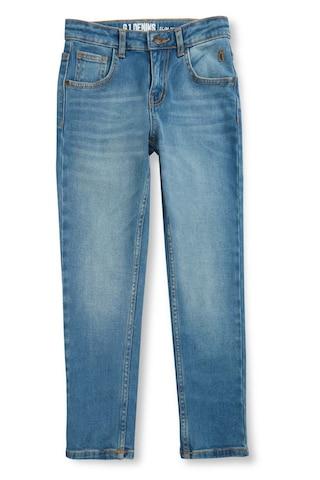 medium blue solid full length casual boys regular fit jeans