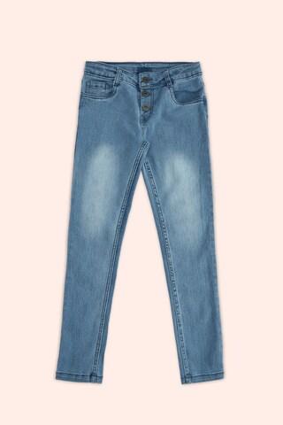 medium blue solid full length casual girls regular fit jeans