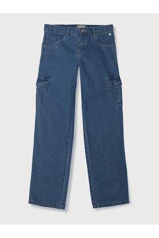 medium blue solid full length casual girls regular fit jeans