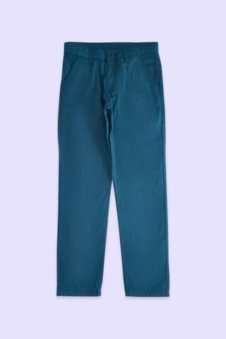 medium blue solid mid rise casual boys regular fit trousers