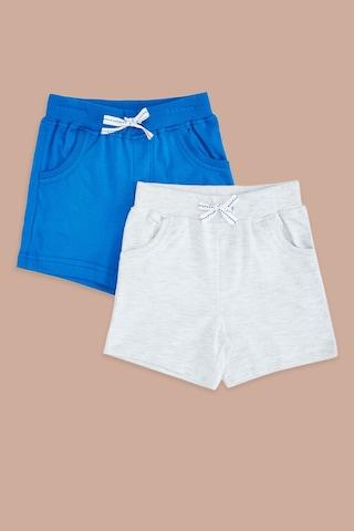 medium blue solid thigh-length casual baby regular fit shorts