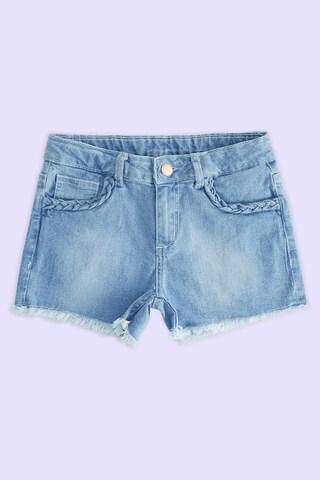 medium blue solid thigh-length casual girls regular fit shorts