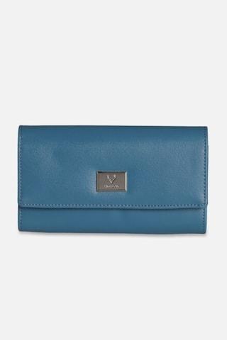 medium blue textured casual polyurethane women wallet