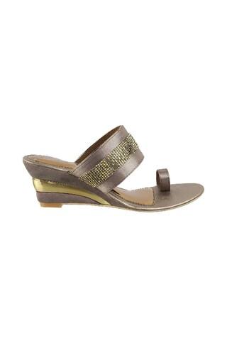 medium grey embellished ethnic women sandal