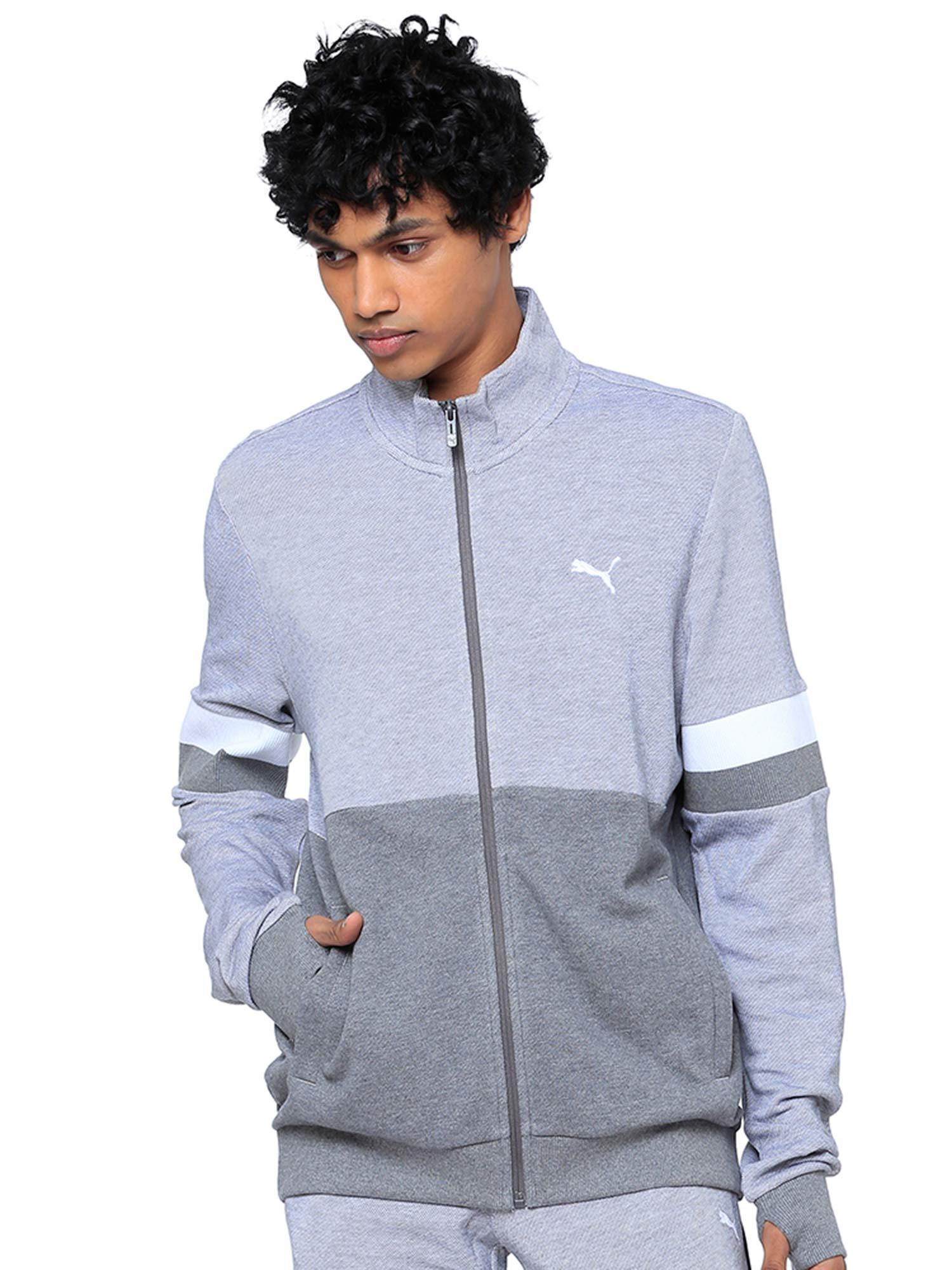 medium grey heather stylized sweat jacket