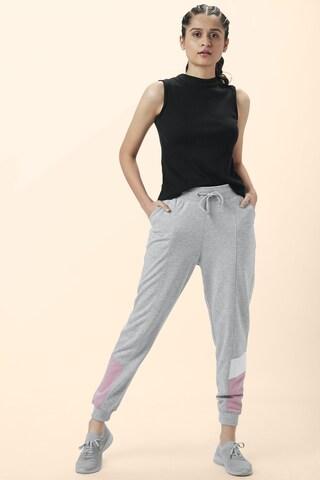 medium grey panelled ankle-length casual women regular fit joggers