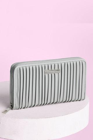 medium grey pleated casual semi pu women wallet