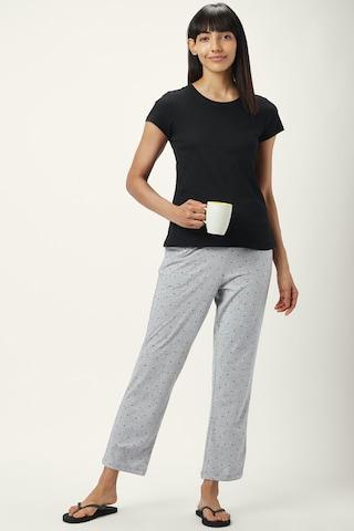 medium grey printed ankle-length sleepwear women comfort fit pyjama