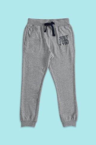 medium grey printed full length casual boys regular fit track pants