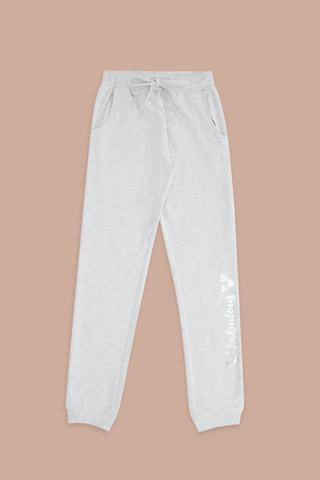 medium grey printed full length casual girls regular fit track pants