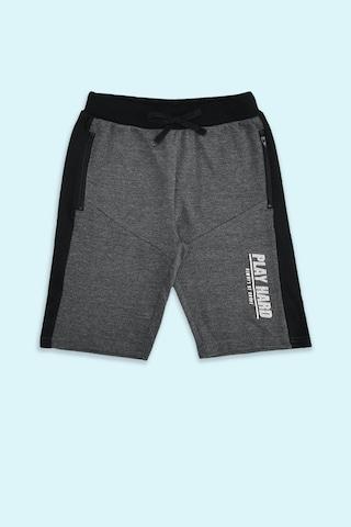 medium grey printed knee length casual boys regular fit shorts