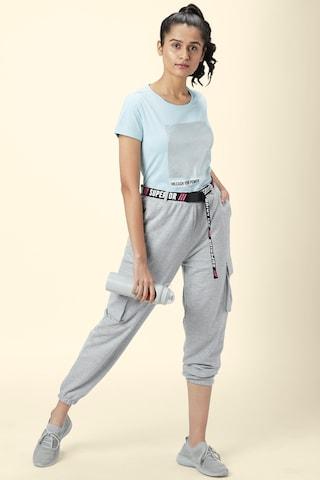 medium grey solid ankle-length active wear women regular fit joggers