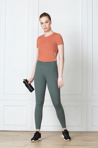 medium grey solid ankle-length casual women snug fit legging