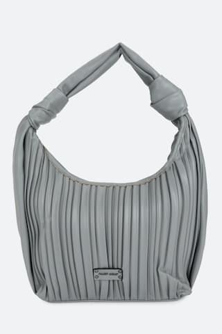 medium grey solid evening polyurethane women handbag