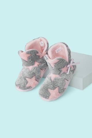 medium grey star printed casual girls bedroom slipper