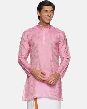 medium-length  kurta with mandarin collar