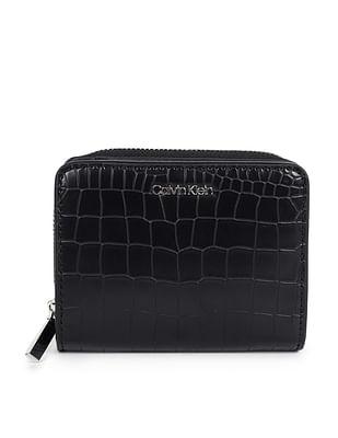 medium zip around croco texture wallet