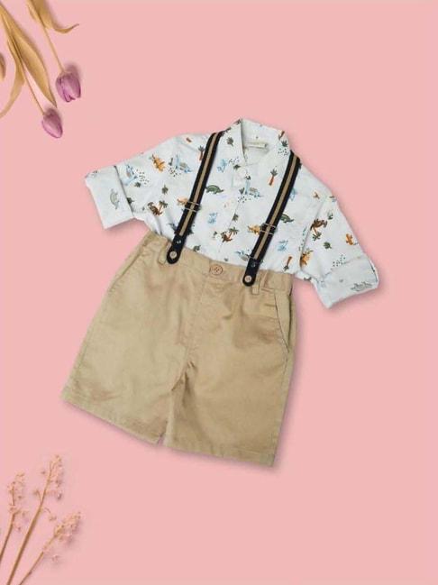 mee mee cotton printed shorts set for girls -white
