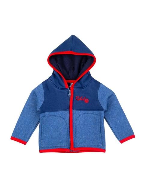 mee mee kids blue color block pattern hoodie