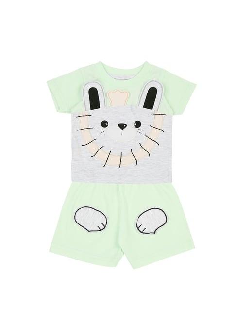 mee mee kids green & grey applique t-shirt with shorts