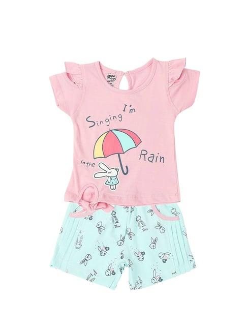 mee-mee-kids-pink-&-blue-printed-top-with-shorts