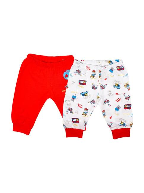 mee mee kids red & white printed joggers (pack of 2)