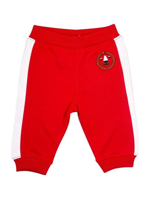 mee mee kids red embroidered joggers