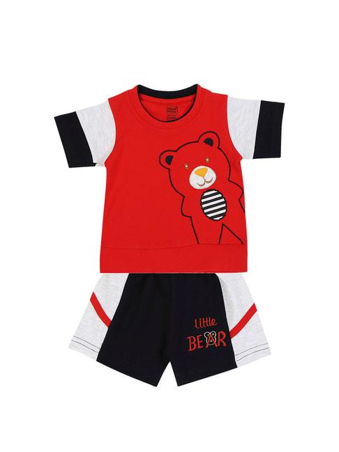 mee mee kids red embroidery t-shirt with shorts