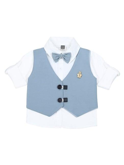 mee mee kids blue & white solid full sleeves waistcoat