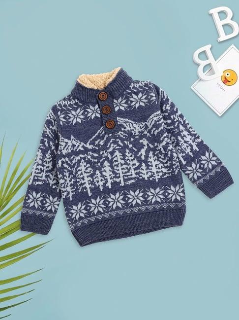 mee mee kids dark blue self sweater