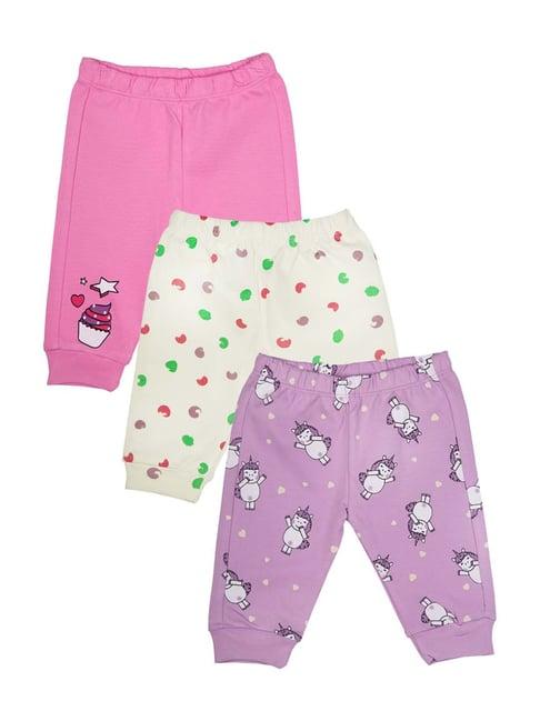 mee mee kids multicolor cotton printed joggers - pack of 3