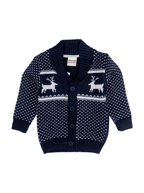 mee mee kids navy & white printed sweater