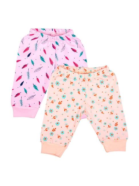 mee mee kids pink & peach printed joggers (pack of 2)