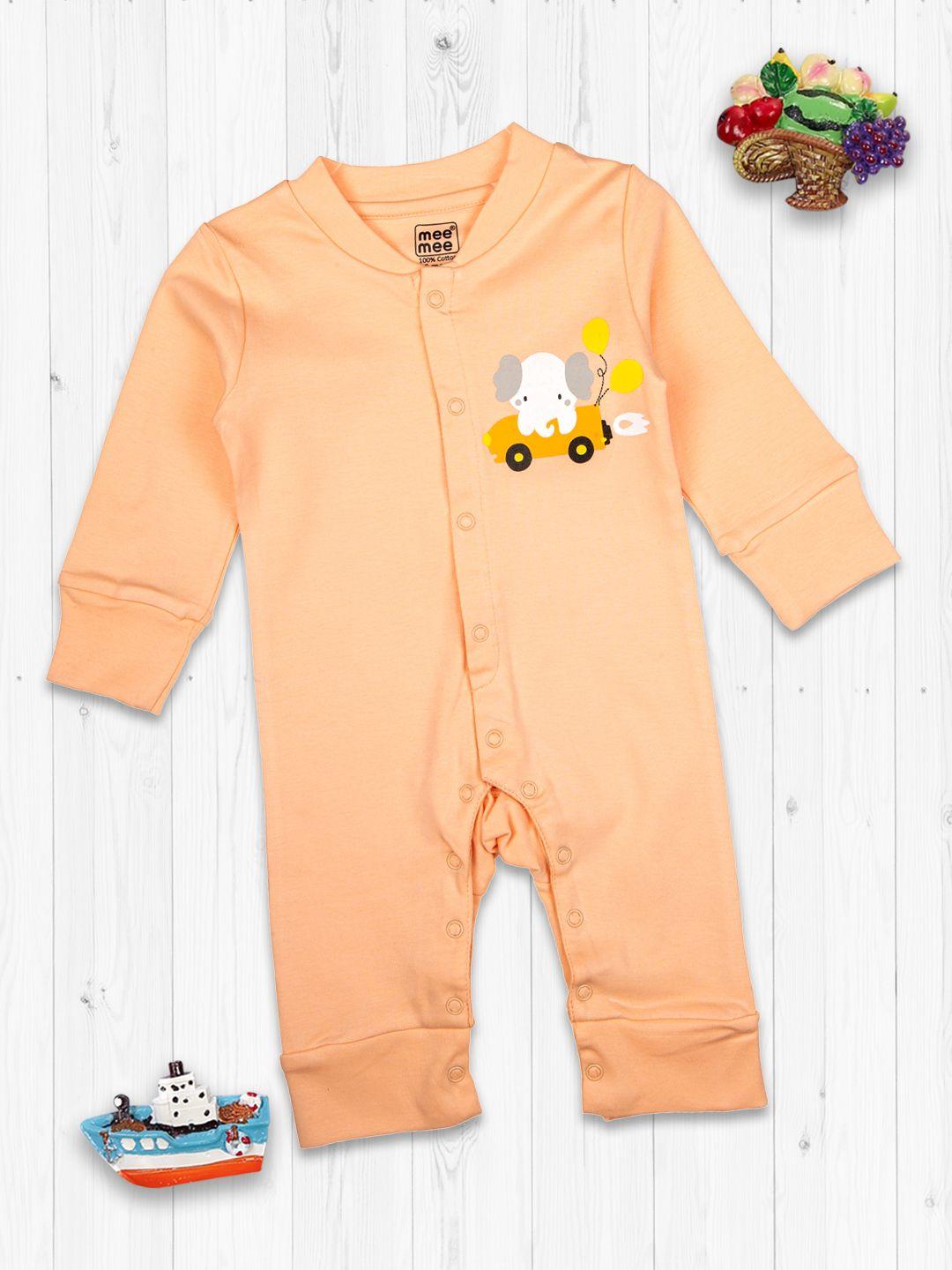 meemee boys peach colored solid rompers