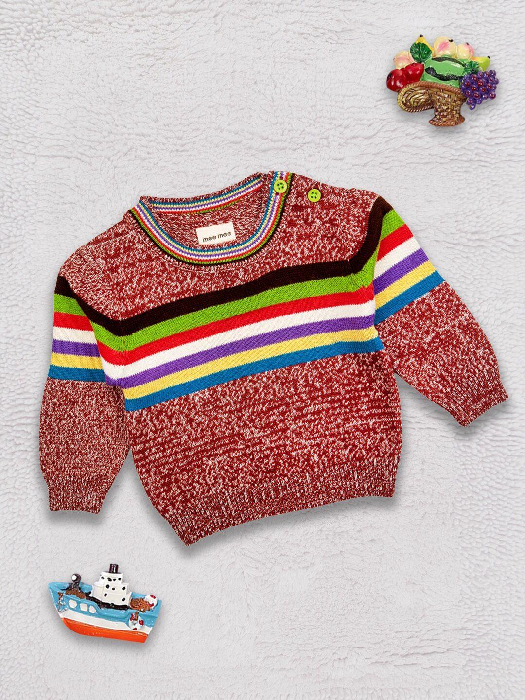 meemee boys red & green striped pullover