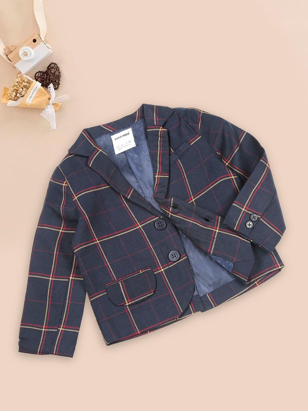 meemee infant boys checked single breasted cotton blazer