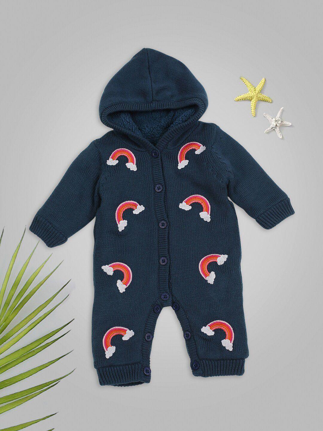 meemee infant navy blue knitted cotton rompers
