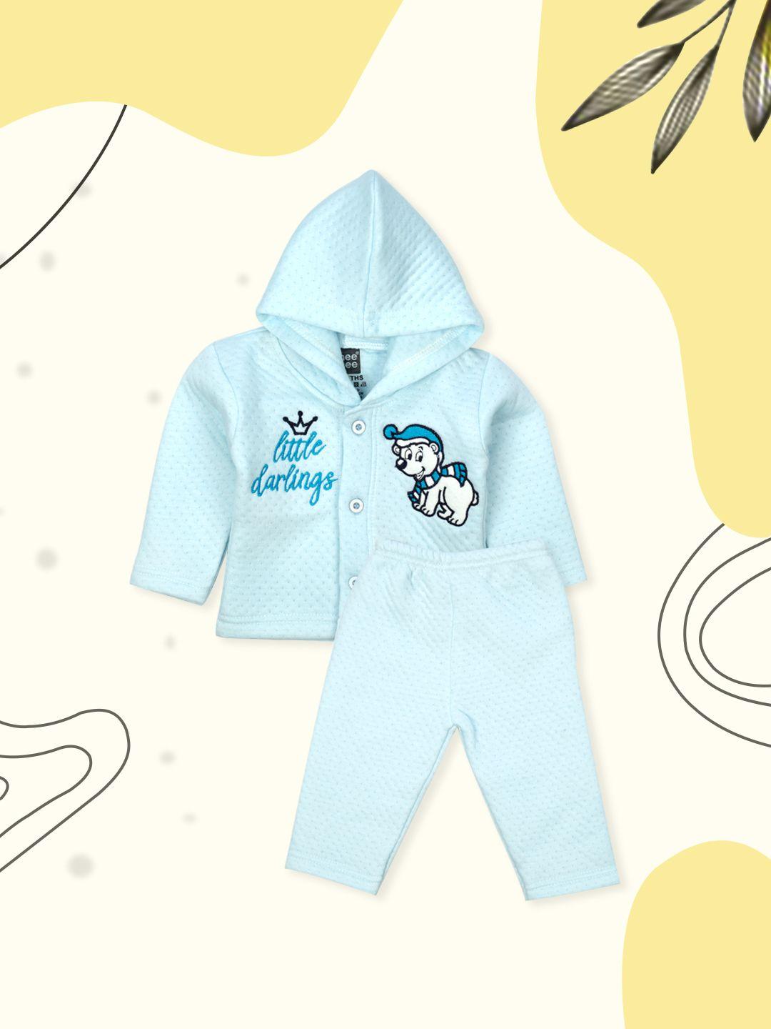 meemee infants blue solid top with lounge pants