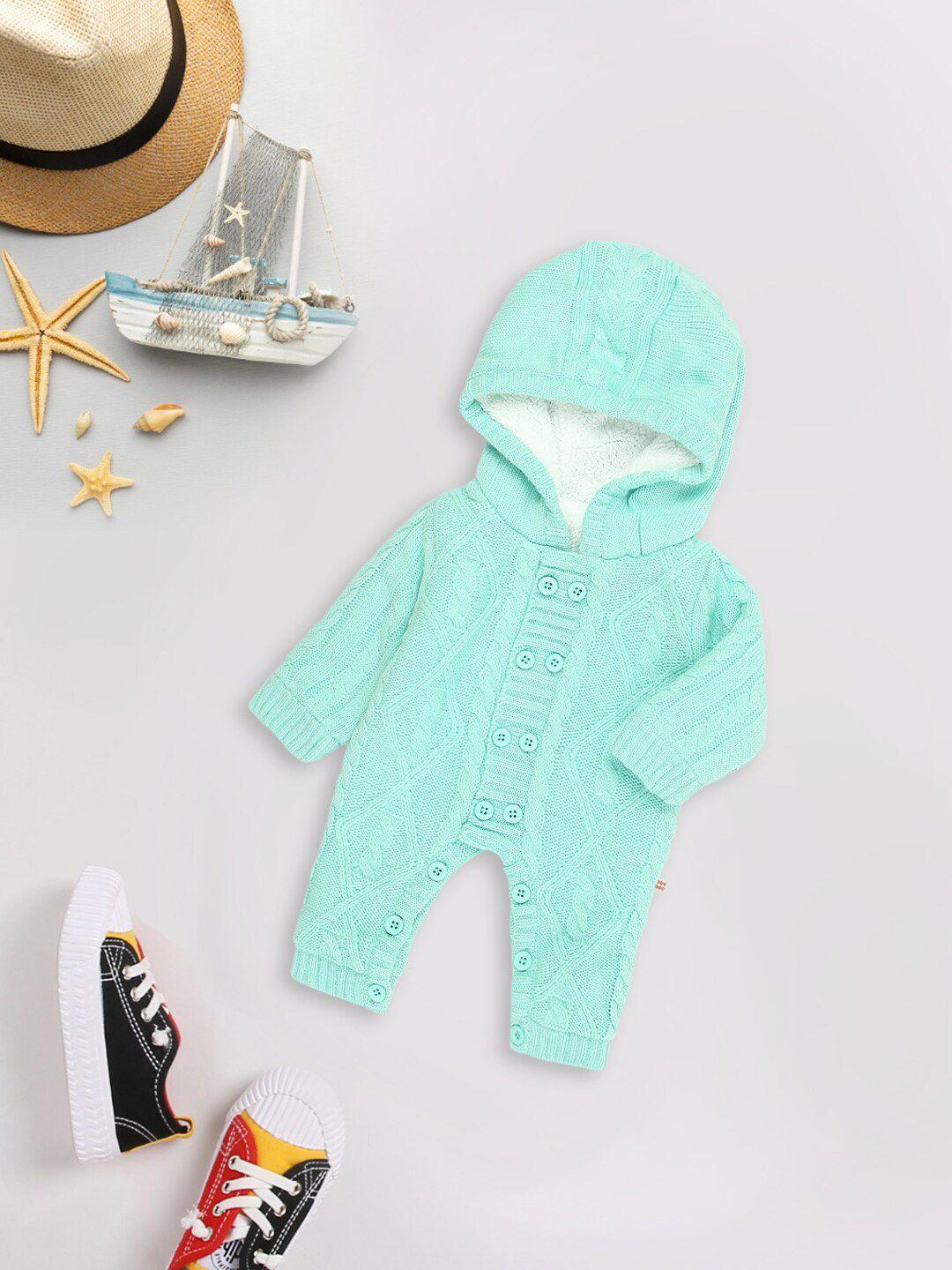 meemee infants knitted hooded cotton romper