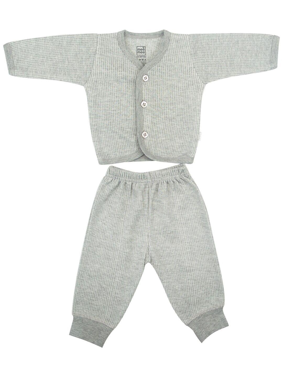 meemee unisex kids grey & white machine wash  t-shirt with pyjamas