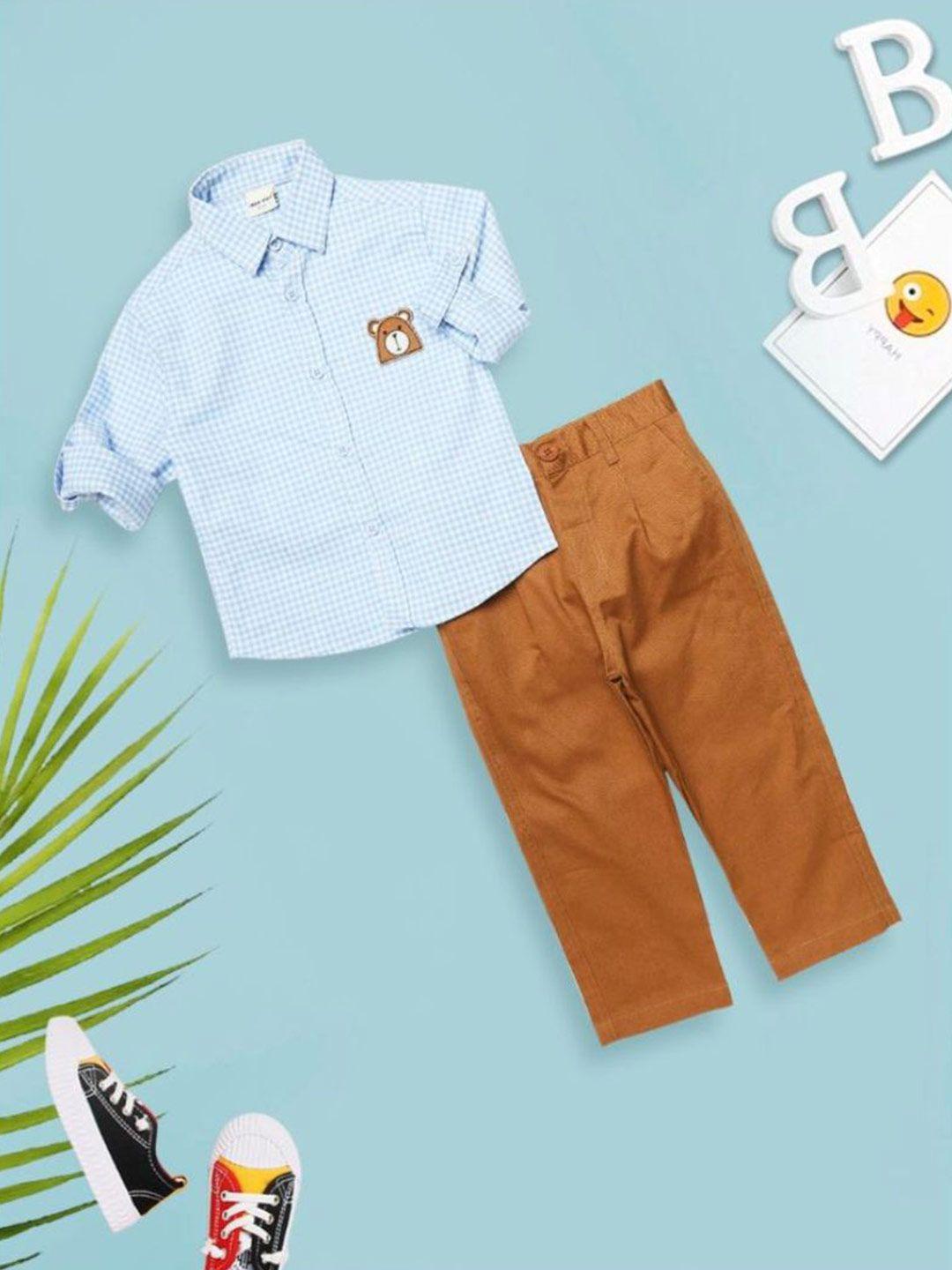 meemee boys brown & white shirt with trousers