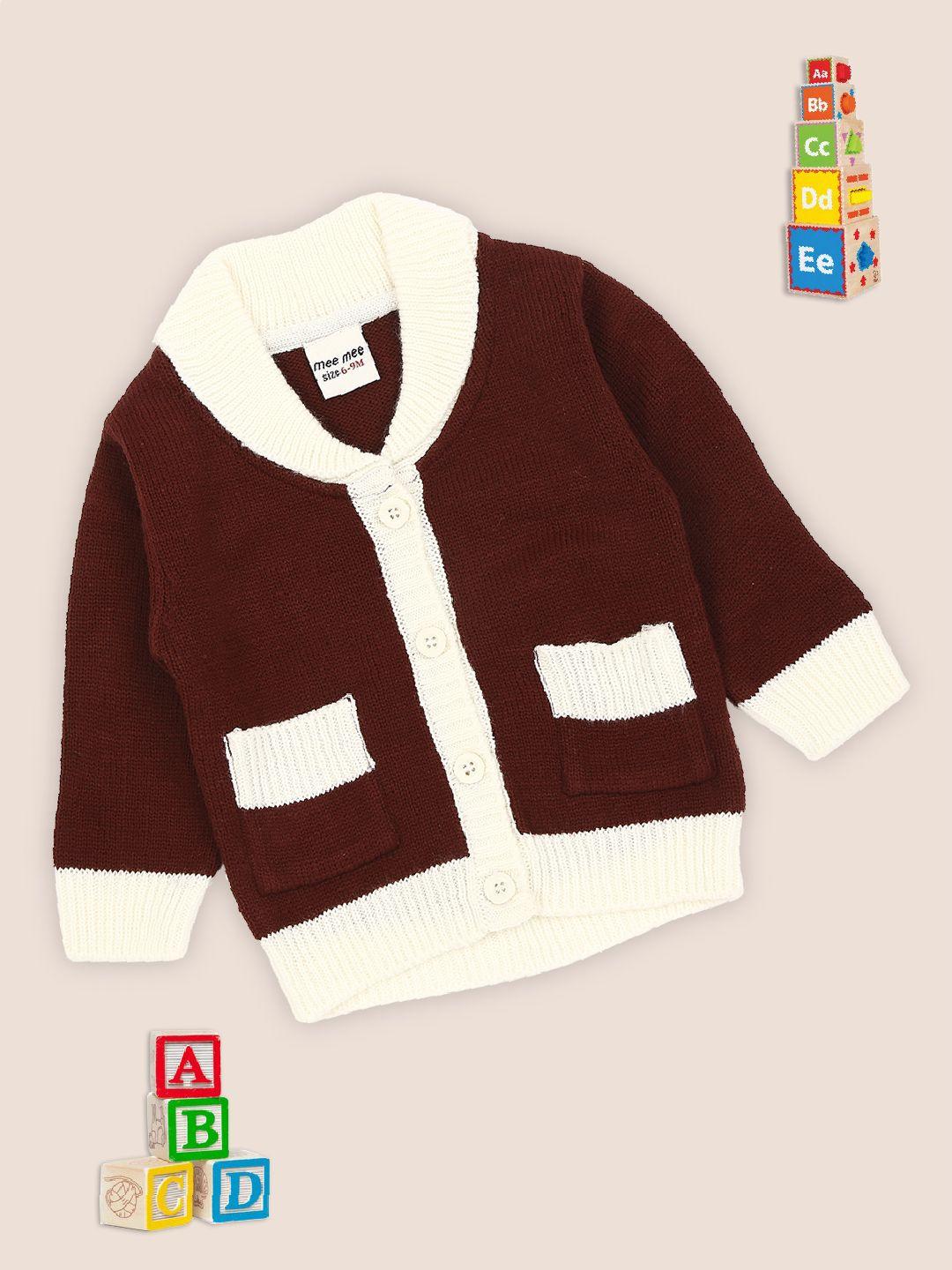 meemee boys maroon & beige cardigan