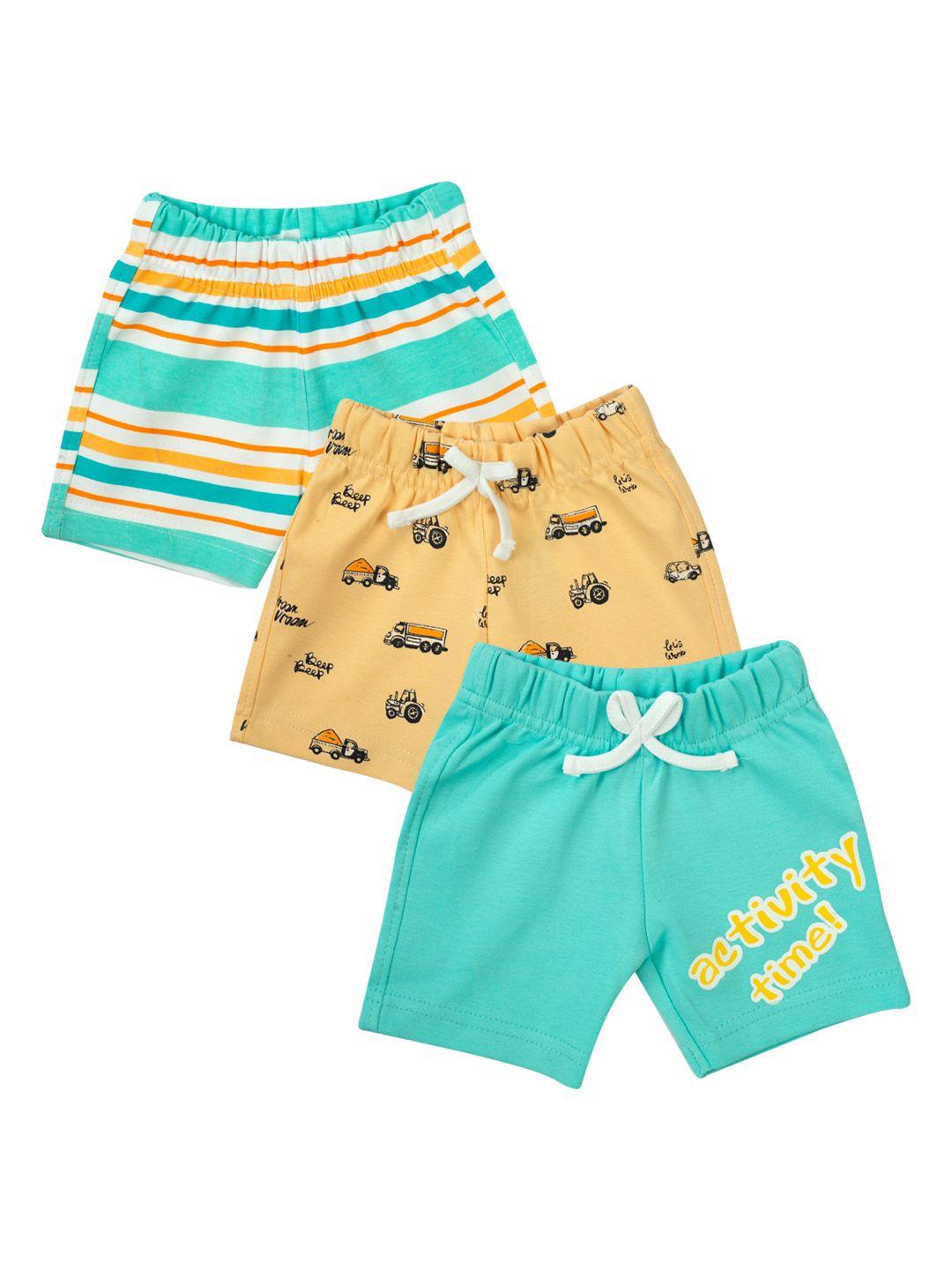 meemee boys pack of 3 printed high-rise cotton regular shorts