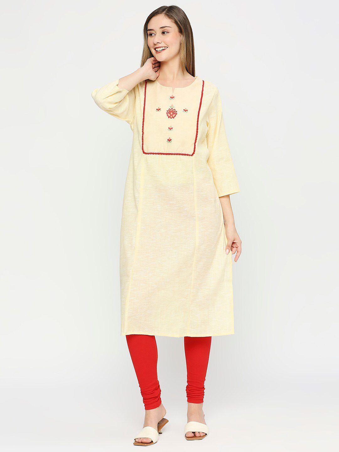 meemee floral embroidered thread work maternity kurta