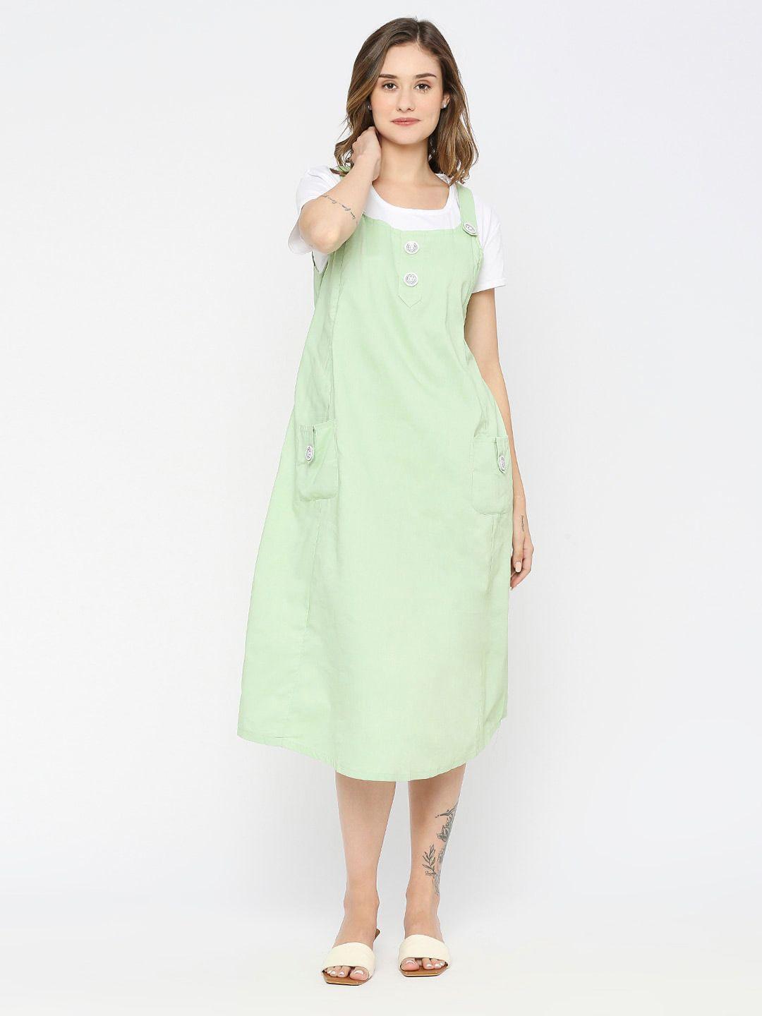 meemee green maternity a-line midi dress