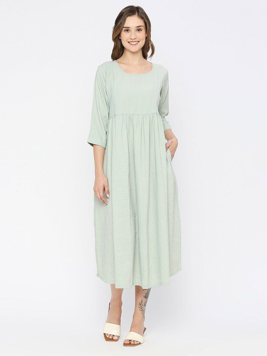 meemee green maternity a-line midi dress