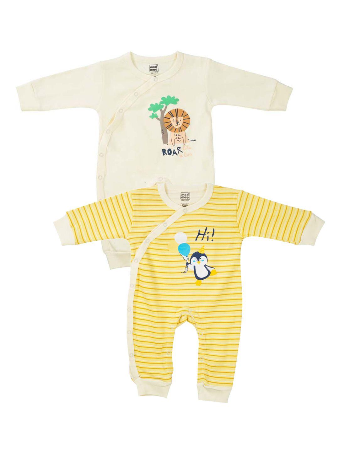 meemee infant boys pack of 2 printed cotton rompers