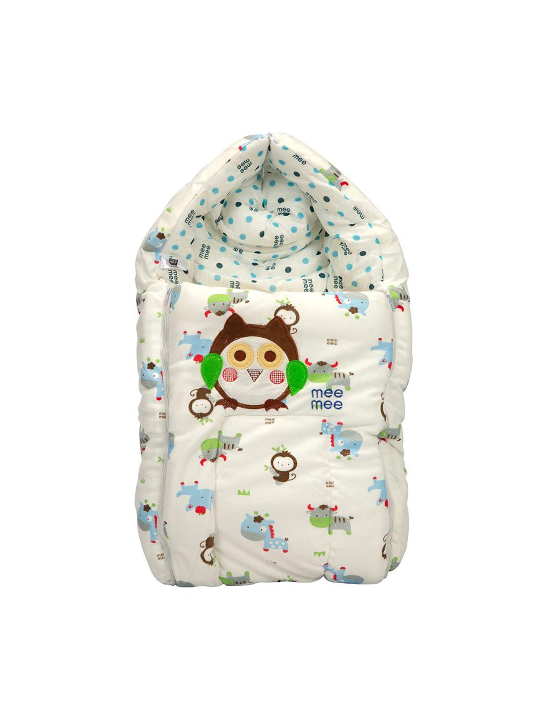 meemee infant kids blue & white printed sleeping bag